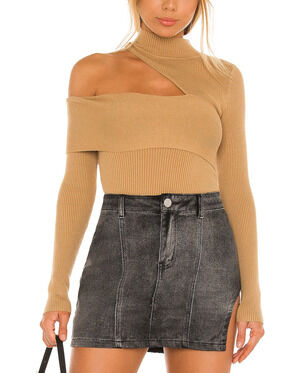 NBD Asymmetric Tan Kiera Sweater Size XS